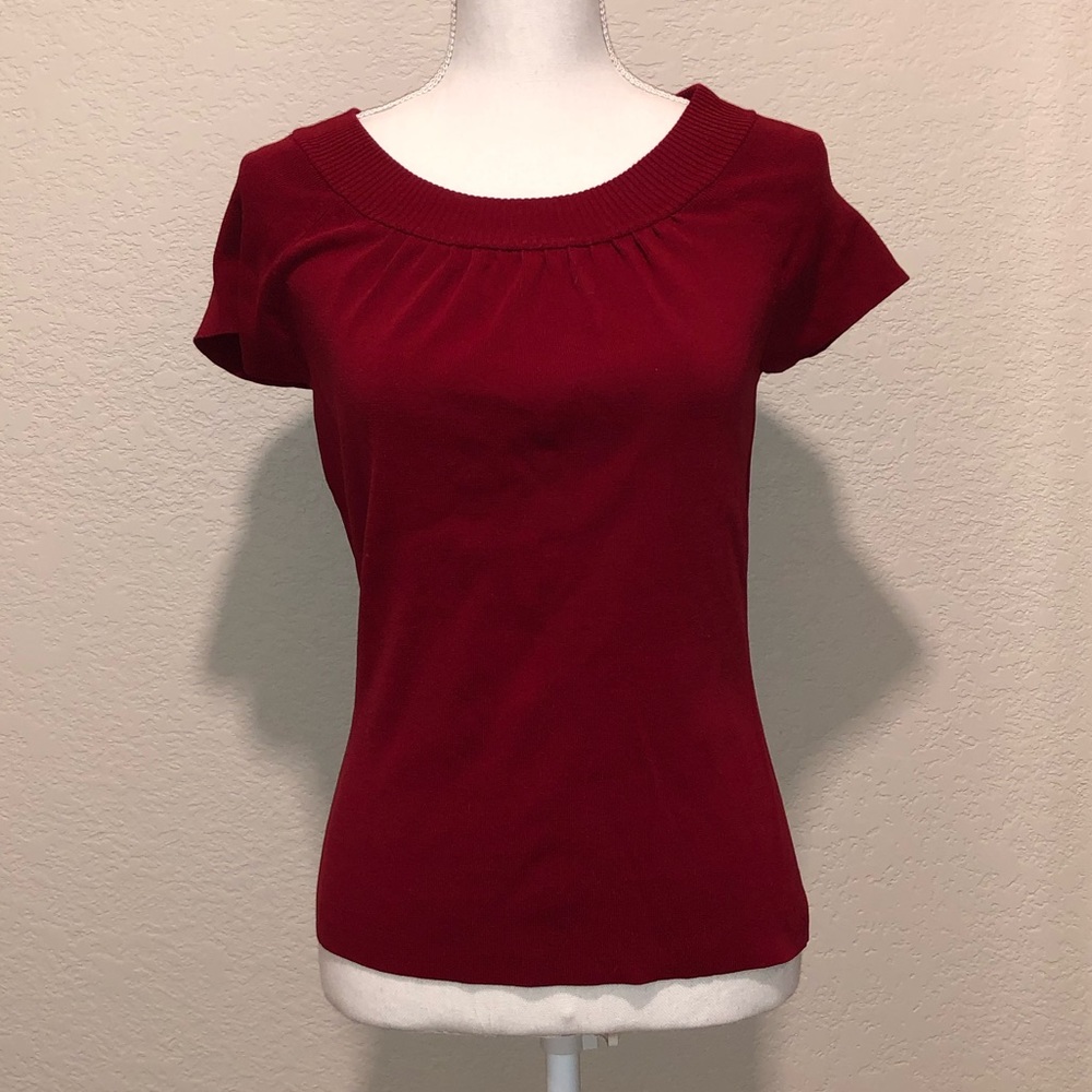 LOFT Red Short Sleeve Sweater